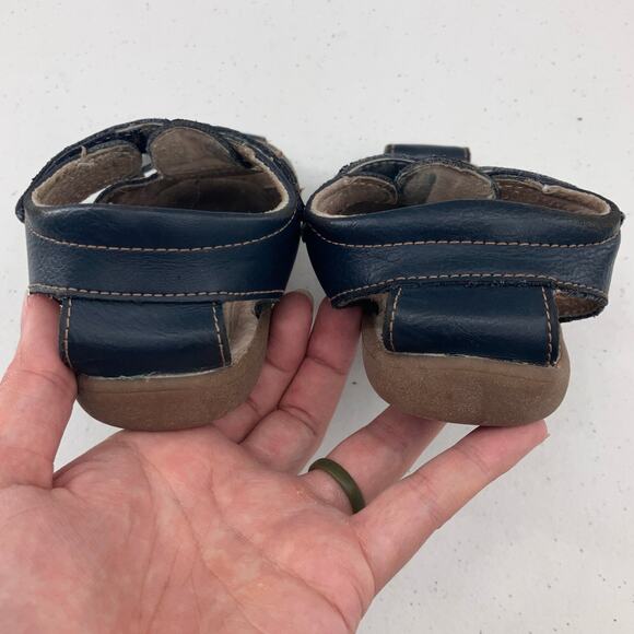 See Kai Run Blue Leather Jude IV Hook Loop Adjustable Fisherman Sandals Shoes - Picture 4 of 10